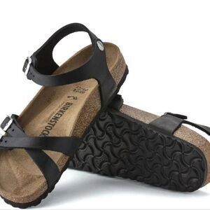 Birkenstock Kumba Natural Leather Oiled Sandals- Black